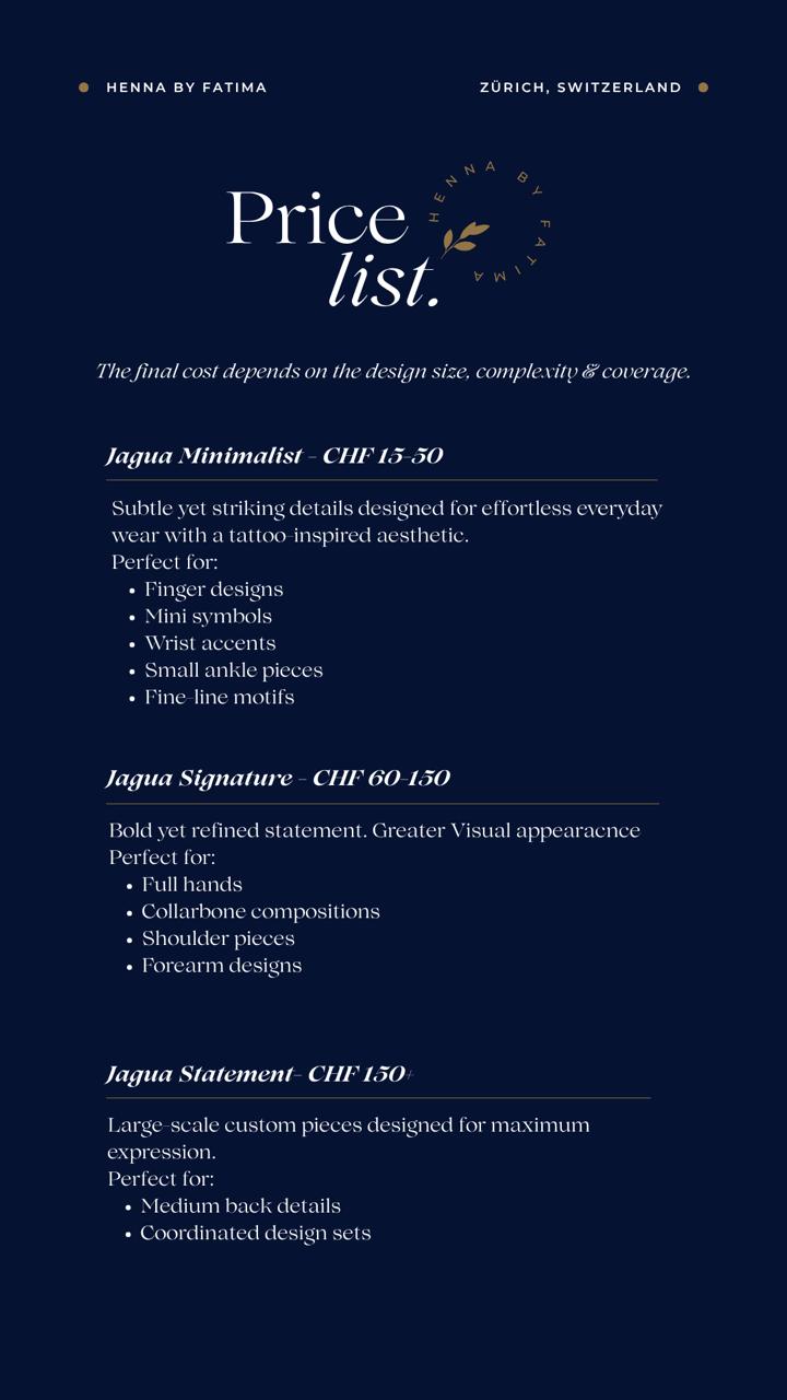 Jagua price list